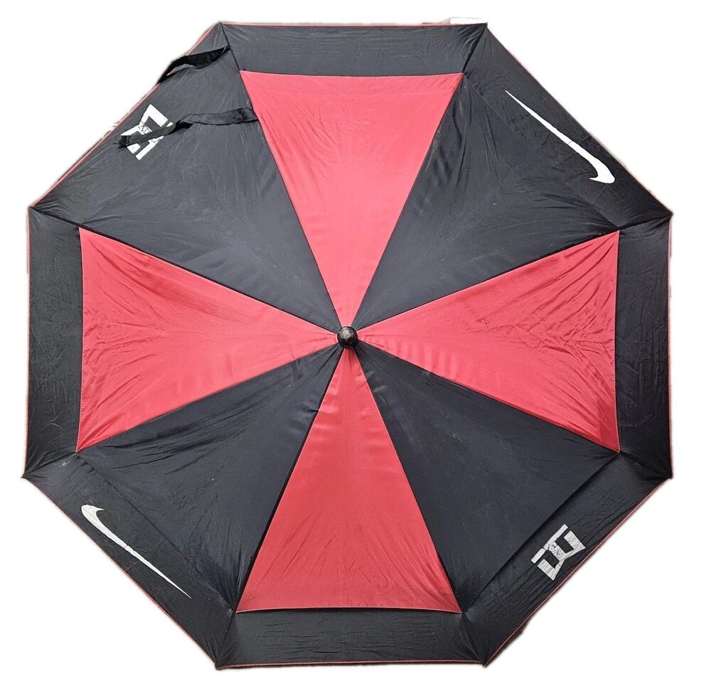 Vintage Nike Golf Tiger Woods TW Golf Umbrella Maroon & Black